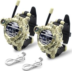 Walkie Talkies Watch Rechargeable, Spy Watch Army Toys for Kids, 7 in 1 Digital Watch Walkie Talkies with Flashlight