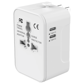 Travel Adapter Worldwide All In One International Power Adapter Universal Adapter Plug With 2.1A Dual USB Charging Ports For Asia Europe UK AUS A (Option: White)