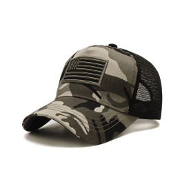 JupiterGear American Flag Trucker Hat with Adjustable Strap (Color: Camo and Green)